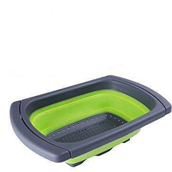 Kitchen Collapsible Silicone Colander Strainer Expands to 24 Over the Sink Basket Cooking Water Drainage