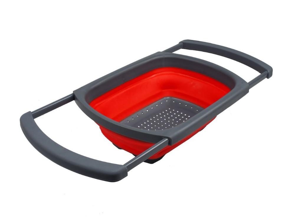 Kitchen Collapsible Silicone Colander Strainer Expands to 24 Over the Sink Basket Cooking Water Drainage