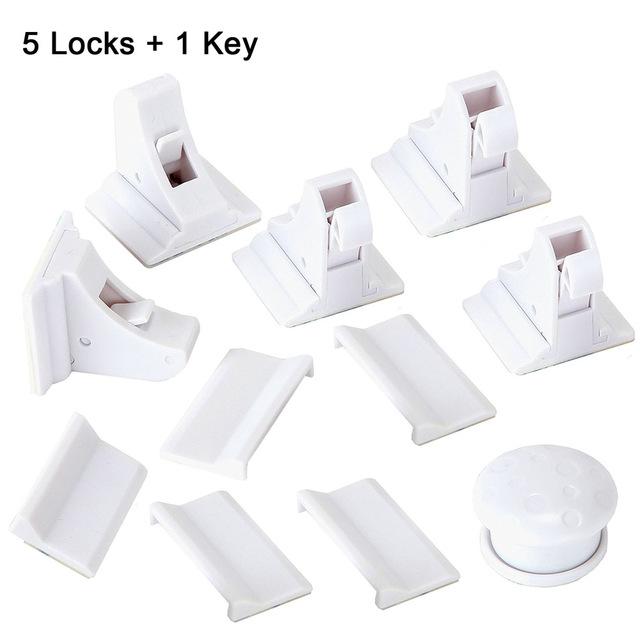 Safety Magnetic Cabinet Locks (4 locks + 1 key)