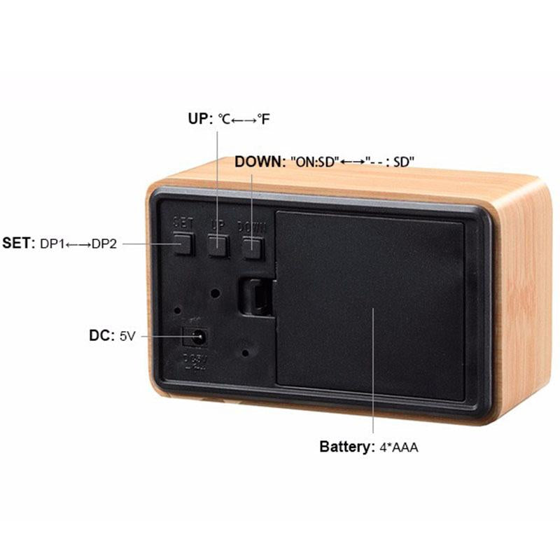 Mini Cube LED Wooden Alarm Clock