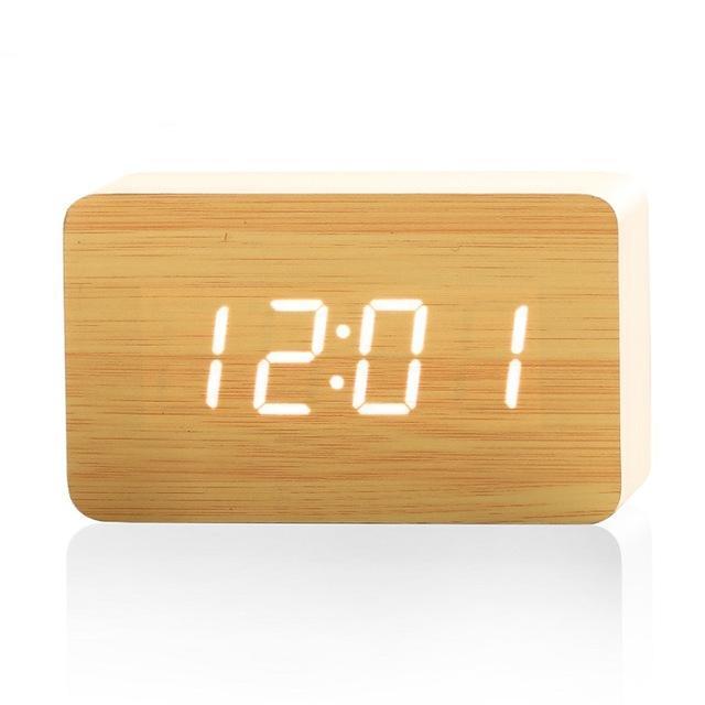 Mini Cube LED Wooden Alarm Clock